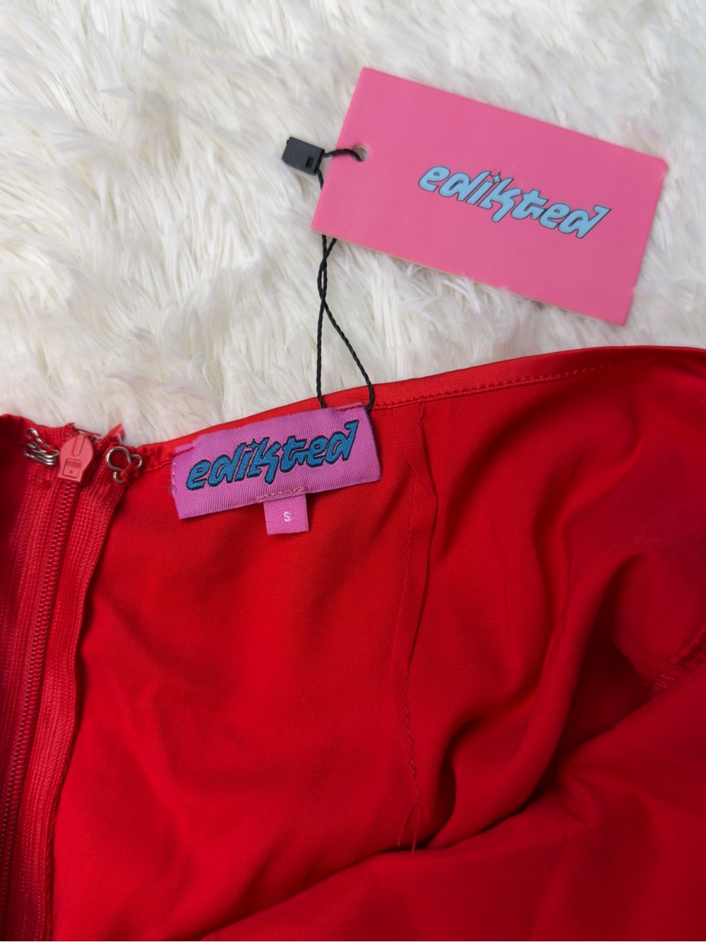 Edikted Women’s Red Satin Tie-Strap Backless Mini Dress Size S NWT - Picture 9 of 11
